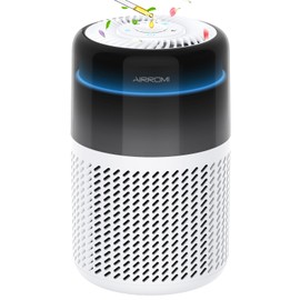 AIRROMI Air Purifier for Bedroom Home,HEPA Filter,Covers Upto 549 Ft²,Quiet 360°intake Air Cleaner with Fragrance ponge for Better Sleep,Night Light,Filters Smoke,Pet Dander,Allergies,Dust,A2005 White
