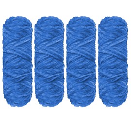 Chenille Yarn Chunky Yarn for Knitting,4Pcs x 100g Soft Chunky Wool for Beginners Adults,Wool for DIY Hats Blankets Scarves(4,Blue)
