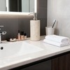 Jusmioke Natural Travertine Marble Soap Dispenser with Stainless Steel Pump,