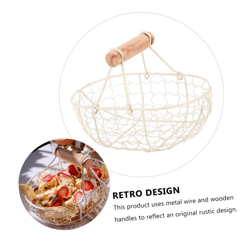 Alipis Metal Wire Storage Basket Rustic Decorative Egg Holder for