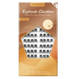 NovaBeryl Lash Clusters Individual Lashes, Wide Stem 80 PCS Large Capacity 3D Effect C Curl, Wispy Natural Look Home False Eyelashes (Keen Style-10mm)