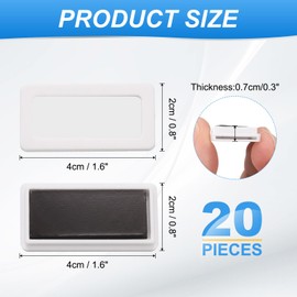 uxcell 20 Pcs Magnetic Label Holders, 1.6 x 0.8 Inch Data Card Holder with Paper Cards and Protective Films for Shelf White Board Toolbox Metal Wall Cabinet Drawer, White