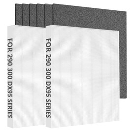 Filters Set Compatible with Fellowes Aeramax 300 HEPA Filter Replacement for Air Purifier Aera-Max 290 DX95 AP-300PH HF-300, Part# 9287201, Includes 2 True HEPA & 6 Extra Carbon Activated Pre-Filter