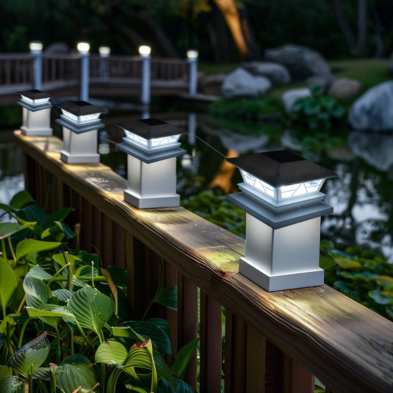 TW SHINE 6 Pack 4x4 Solar Post Cap Lights, 2