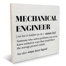 Mechanical Engineer Gifts for Women Men, Mechanical Engineer Definition Wood Signs Plaque Keepsake Home Office Desk Decor for Birthday Christmas 6.2 X 6.2 Inches