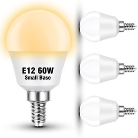E12 LED Candelabra Light Bulbs 60Watt Equivalent, Warm White 2700K, AC120V 5W 600LM, A15 G45 Shape E12 Small Base for Ceiling Fan Chandelier Wall Lamps, Non-Dimmable, 4 Pack
