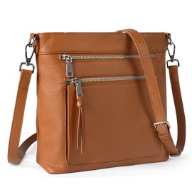 befen Real Leather Crossbody Bags for Women, Woman Cross Body Purses Shoulder Bag Handbags Adjustable Strap Cognac Brown