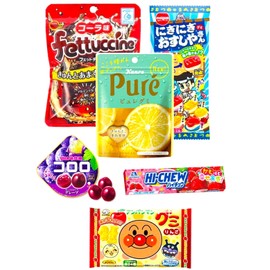 Konbini Japan - Full Bag Gummy Candy (6 Count) Japanese Sweets, Gummies, Candies, Kororo, Pure, Hi Chew, Anpanman - Pack of 6