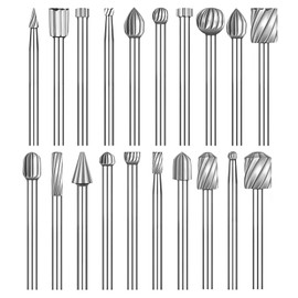 20Pcs Wood Carving Bits Set for Dremel Rotary Tool Accessories 1/8”(3mm) Shank,Tungsten Carbide Rotary Burr Set for DIY Woodworking Carving Engraving Drilling Grooving and Wood Metal Polishing(Silver)