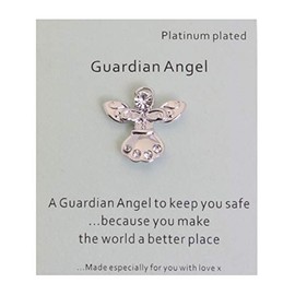 benerini Platinum Plated Guardian Angel Brooch Pin With Gem Embellishment -05