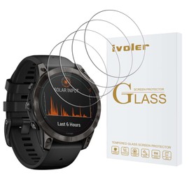 VGUARD Pack of 4 protective glass screen protectors for Garmin Fenix E 47 mm / Garmin Fenix 7 Pro/Fenix 7 47 mm / Fenix 6X Pro/Fenix 6X 51 mm / Forerunner 265 46 mm / 735/735 XT / Approach S70 47 mm
