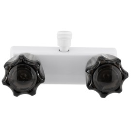 RecPro RV Shower Valve | 4 Inch Shower Diverter | White with Smoke Crystal Knobs