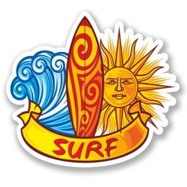 2 x 10cm Surf Board Vinyl Sticker Bike Laptop Car Surfer Surfing Hawaii #4920 (10cm Wide x 9cm Tall)