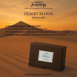 Serenity Journeys Desert Bloom Rosa Al Oud – Handmade Luxury Soap Bar | Charcoal Detox |Natural Cleansing for All Skin Types, 100g
