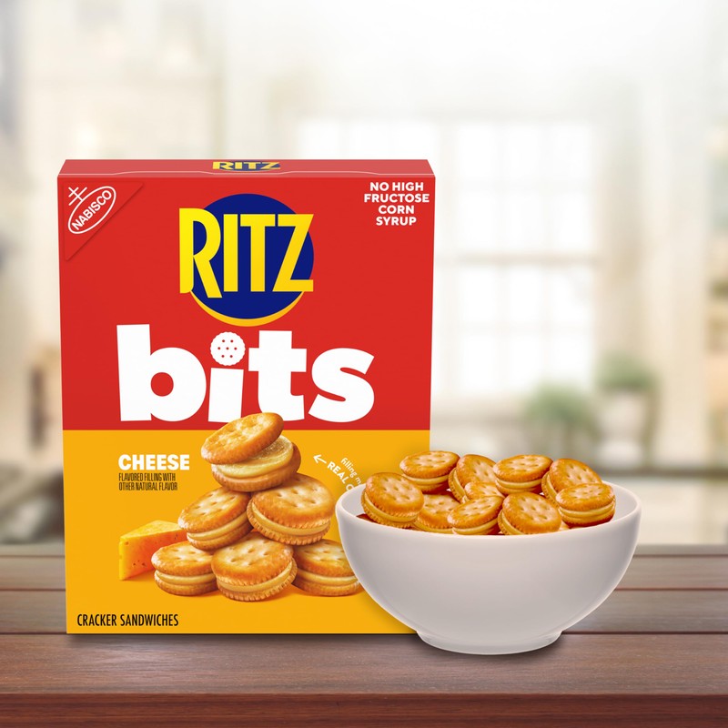 RITZ Bits Cheese Sandwich Crackers, Snacks for Kids and Adults,