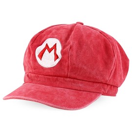 Armycrew Mario Luigi Pigment Dyed Newsboy Style Cosplay Costume Hat - Red