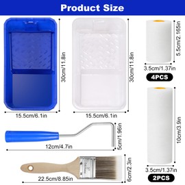 TAIXING 10 Piece Paint Roller Set, 5 cm 10 cm Foam Paint Roller, Small Painter's Roller, Paint Roller, Mini Paint Roller Set with Paint Tray, Paint Roller Frame, Disposable Paint Tray and Flat Brush