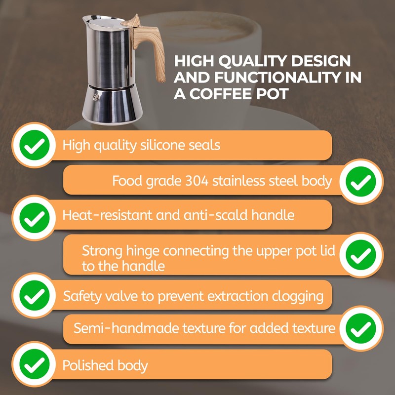 Uncoated 12 Cup Moka Pot 304 Thickened Stainless Steel Coffee