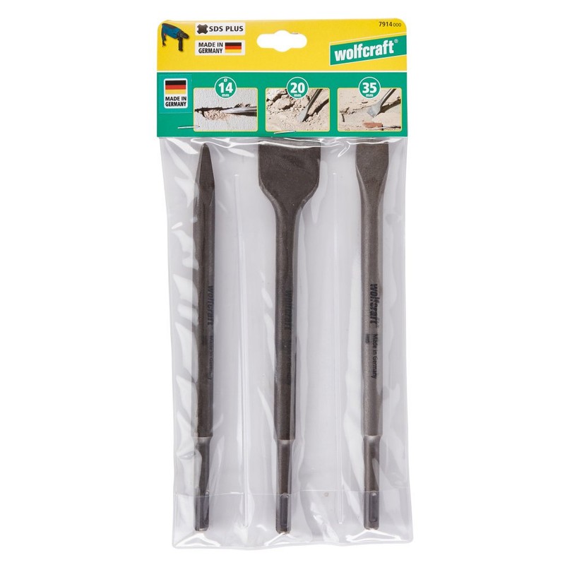 wolfcraft 7914000 Meißel-Set mit SDS-plus Schaft, 0 W, 0 V,