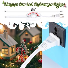 Leymays Dimmer Light Switch, 6FT Rotary Control for 120V 100W - Table Lamp Outdoor String Lights Dimmable Lights Dimming Thermostat Reptile - White Pack of 1