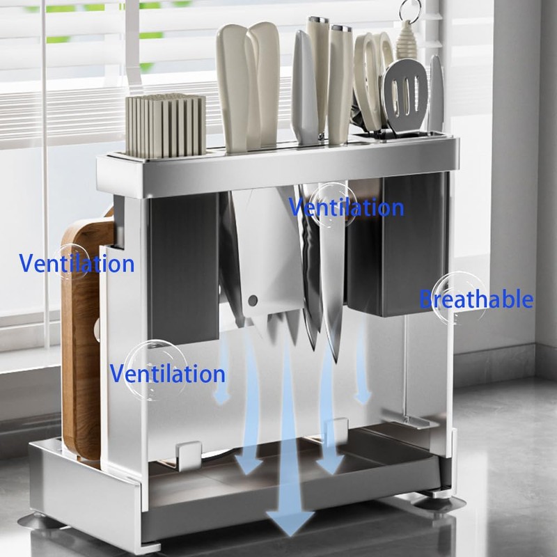 Vilemoon Multifunctional Cutting Board, Knife Drying Rack Kitchen Countertop Pot