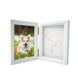 meleg otthon Dog or Cat Paw Print Keepsake Kit, Pet DIY Clay Photo Frame,Dog Memorials and Funerary (Weiß)
