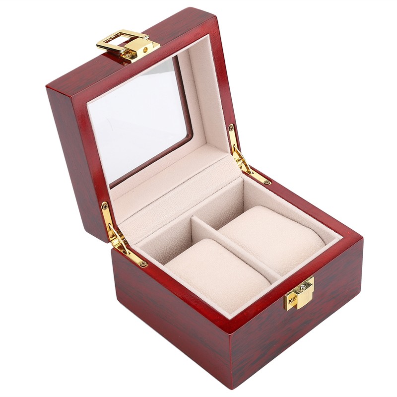 2 Grid Wooden Watch Display Box Watch Storage Holder Gift