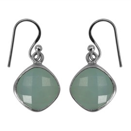 22 CT Natural Chalcedony Women Solitaire Earrings in 925 Sterling Silver. Christmas Gifts for