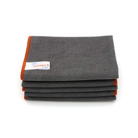 Copper Plus Cloth 32 x 32 cm, Grey, Set of 5, Professional Microfibre Cloth with Copper, Cleans Only with Water Hygienic, Antibacterial and Antiviral