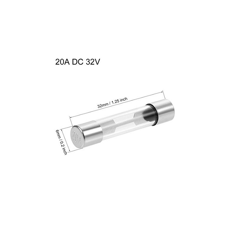 sourcing map Fuses 20A DC 32V 6x32mm Stereo Audio Alarm