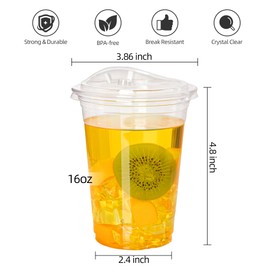 Lullaby 200 Pack 16oz Disposable Plastic Cups with Strawless Sip Lids, Crystal Clear, Leak-Proof & Durable, Perfect for Iced Coffee, Cold Beverages, Parties, Birthdays, and Everyday Use