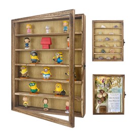 FramePro Shadow Box Frame Display Case 12x16 with Removable Shelves, Deep Memory Box Trinket Knick Knack Shelf Cabinet for Collector, Keepsake Coins Military Medals Wedding Flowers Real Wood