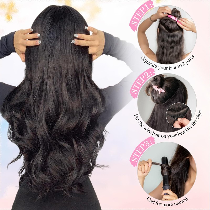 Invisible Wire Hair Extensions with Transparent Wire Adjustable Size 4