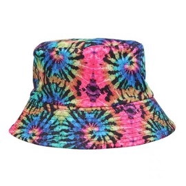 Bucket Hat Reversible Packable Tie Dye Hats Double Side Reversible Beach Sun Kids Hats (B)