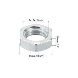 PATIKIL M10 x 1.5 Steel Hex Nuts 60 Pack Metric Thread Galvanised Fittings Nuts Screw Bolts Fixing Parts for Lamps Machine Repair 5 mm Height