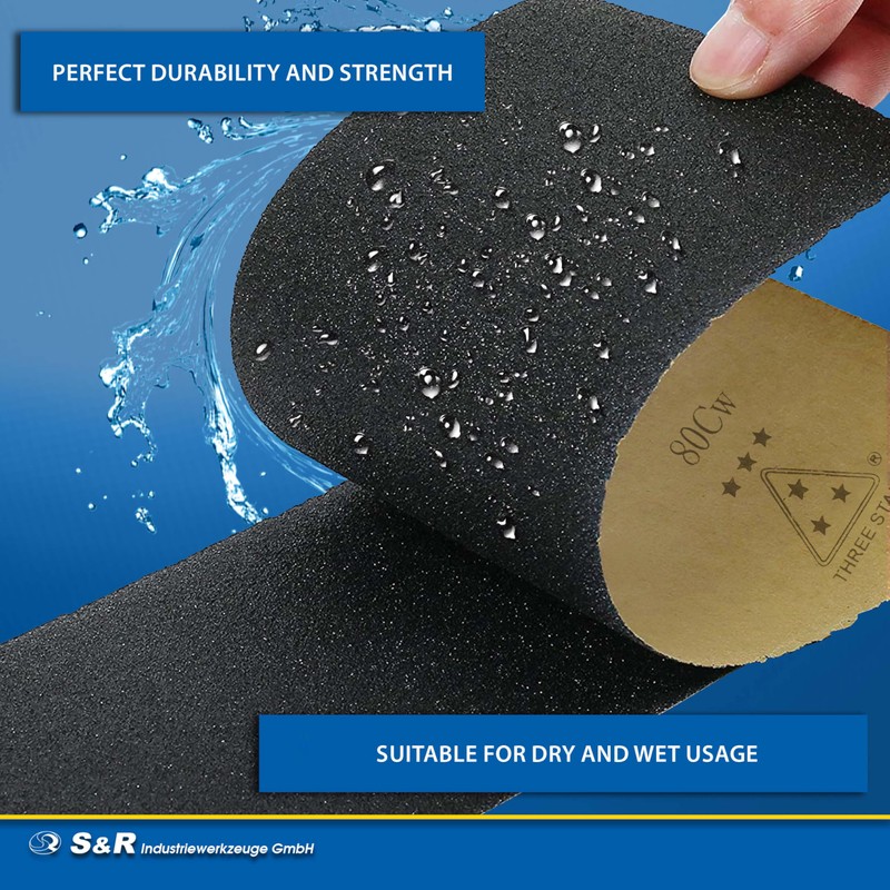 S&R Sandpaper, Waterproof Abrasive Paper Assortment for Wet and Dry