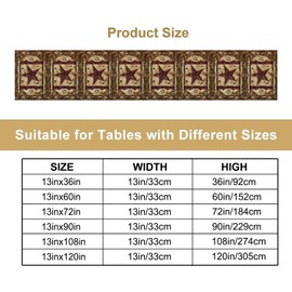 Wild West Table Runner, Rustic Farmhouse Texas Star Vintage Rodeo Cowboy Old Sign Wild West Print Pattern for Home Kitchen Table Decor Dining Coffee Room Garden Party Decor 13x60in