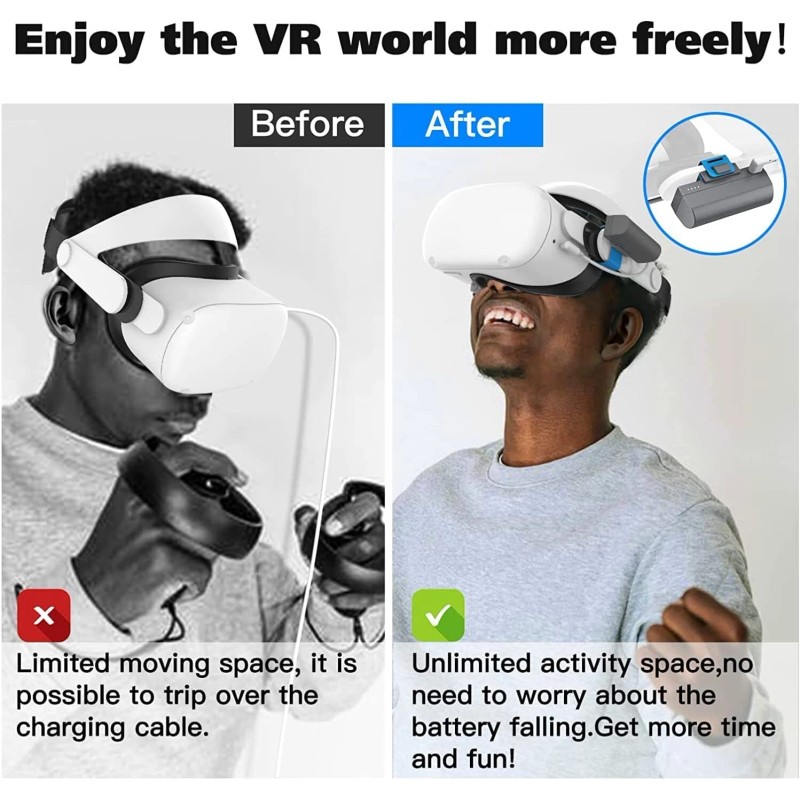 SiWiQU US Portable 3350mAh Rechargeable Battery Pack for Oculus Quest