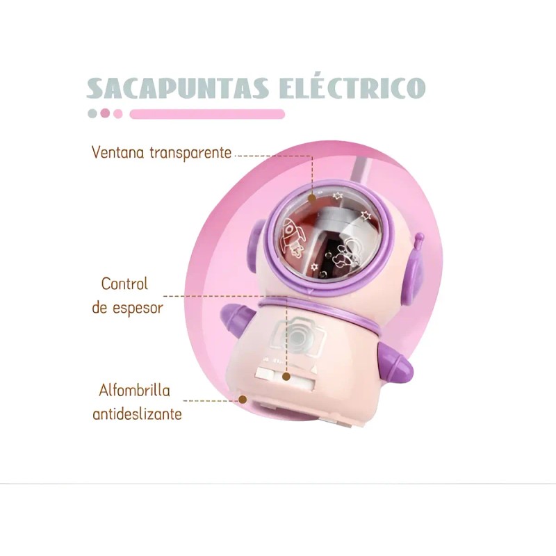 Sacapuntas Electrico Para Lápiz Usb Pilas Aa Astronautas