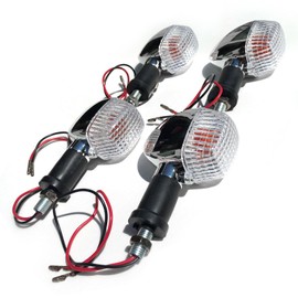 Archnote Motorcycle Turn Signals Universal Kawasaki Rear Front Turn Signal Lamp Light 12v Plated Lens Clear Estrela 4 Pcs Transparent