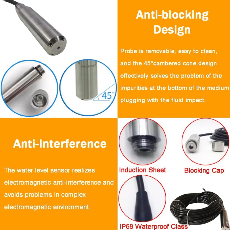 INTBUYING 4-20mA Smart Water Level Sensor Detector 0-20m Pressure Range