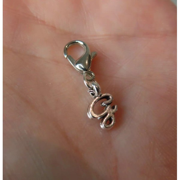 Pemby Studio Initial CURSIVE LETTER G Charm Zipper Pull Keychain