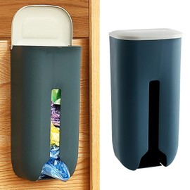 Grocery Bag Dispenser for Plastic Bags, Garbage Bag Dispenser Large Capacity with Bottom Opening, Visible Trash Bag Organizer for Kitchen, Easy Installation (Dark Blue)