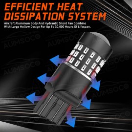 AUIMSOCO For Acura MDX 2001-2006 2014-2020 7443 580 W21/5W Red LED Light Brake Tail Bulbs