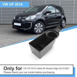Coleya Centre Console Storage Box Compatible with VW UP/Seat Mii/Skoda Citigo 2013-2024, VW UP Centre Armrest Glove Box, VW UP Accessories, Drink Holder Organiser with Non-Slip Mat