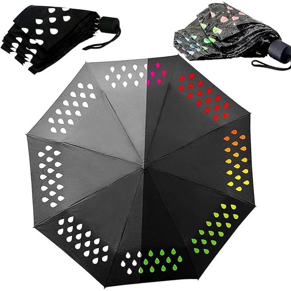 M-V-O Colour Changing Mini Umbrellas, Compact Folding Windproof Travel Umbrellas