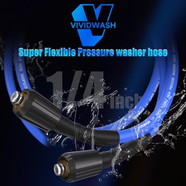 VIVIDWASH 1/4" Super Flexible Pressure Washer Hose Pro 50FT,M22-14/15mm Universal Pressure Washer Replacement Hose 3600PSI,Kink Resistant Upgraded No Leak Power Washer Hose for High Power Washers