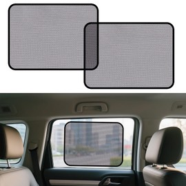 XCBYT Square Car Window Shades for Baby – 2 Pack Static Cling Rear Side Window Sun Shade with Strong Hold – Heat Block & Privacy Protection, Durable Mesh & Clear PVC Film (20.87" x 13.78")