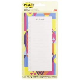 Post-it Notes Sticky Notes List Pad with Magnet, 3.8" x 7.8", 50 Sheets, Optimistic Brights