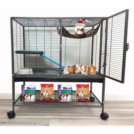 Extra Large 30.5"x18.25"x34"H Two Tiers Large Double Large Front Doors Tight 1/2-inch Wire Spacing for Feisty Ferret Hammock Chinchilla Cat Sugar Glider Home On Wheels